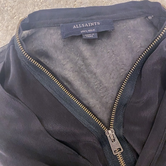 Like New! ALLSAINTS Jayda Zip-Front Silk Dress Women’s XS - Picture 3 of 6